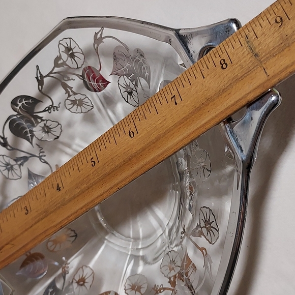 Viking glass by Silver City Flanders silver inlay tidbit tray bowl art deco era - Picture 13 of 17